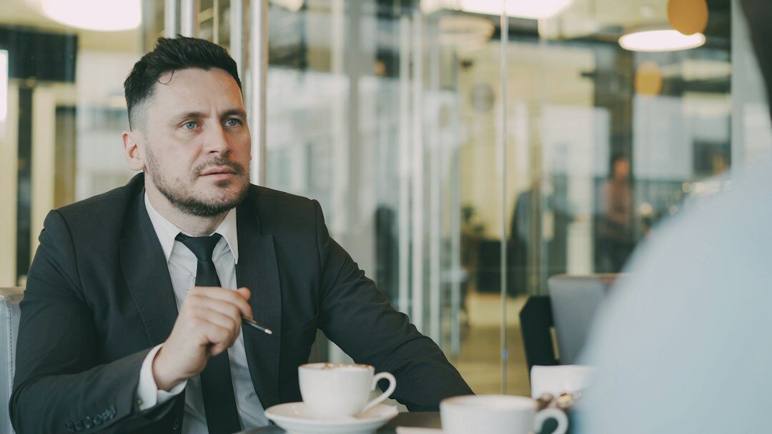 man practicing assertive talk